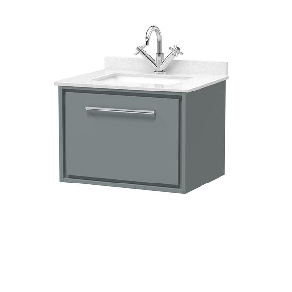 Lille 600mm Wall Hung Single Drawer Vanity with Marble Worktop Basin