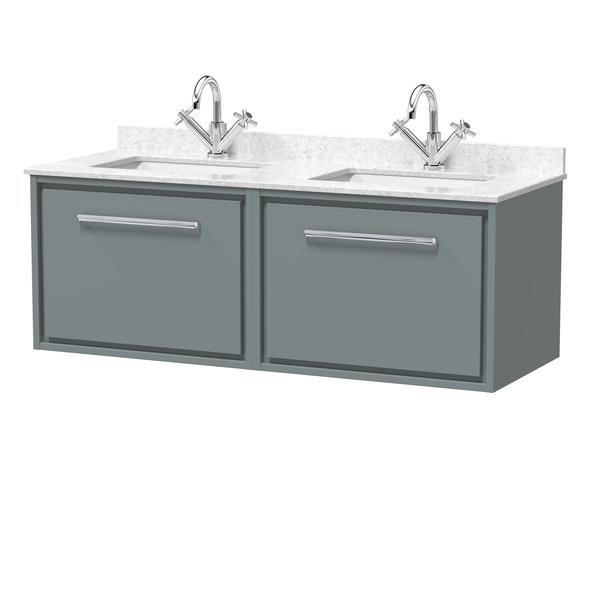 Lille 1200mm Wall Hung Single Drawer Vanity with Marble Worktop Basin