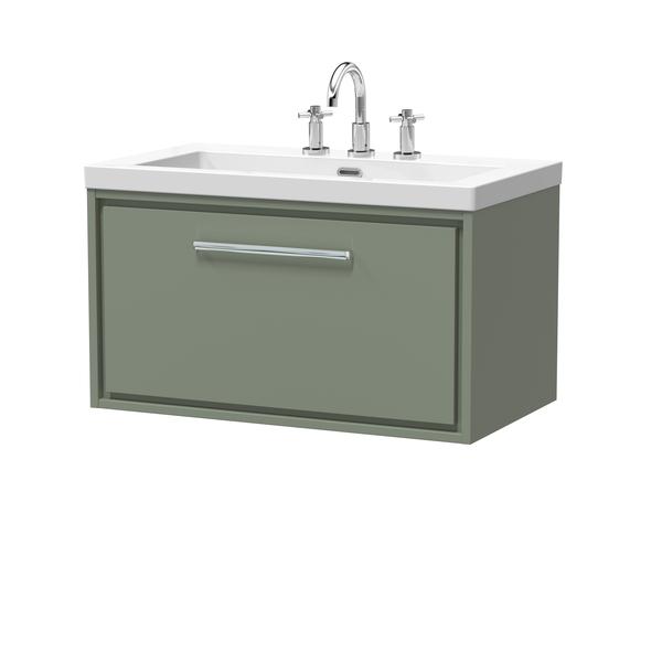 Lille 800mm Wall Hung Single Drawer Vanity with Basin - 3 Tap Hole