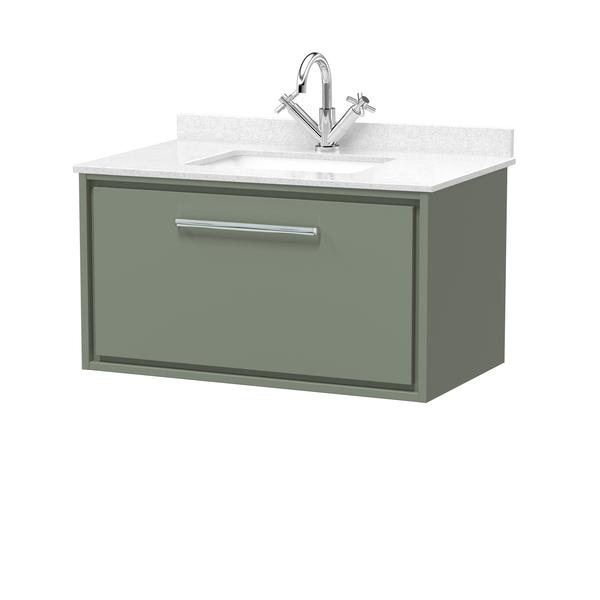 Lille 800mm Wall Hung Single Drawer Vanity with Marble Worktop Basin