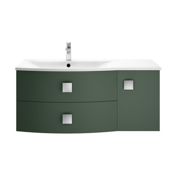 Hudson Reed Sarenna 1000mm Left Hand 2 Drawer 1 Door Hunter Green Wall Hung Vanity Unit With Basin