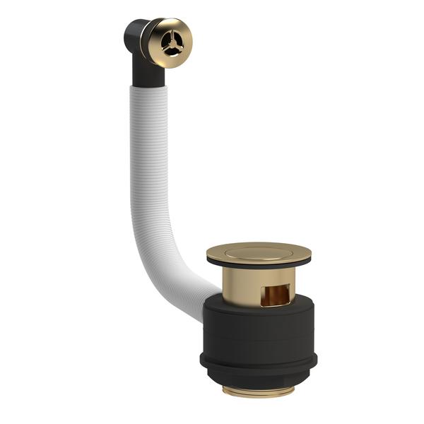 Stone Basin Waste With Brass Overflow - Brushed Brass