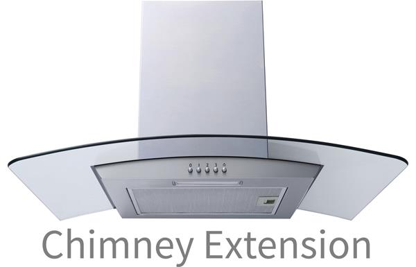 Prima PRCGH802 80cm Curved Glass Chimney Hood Extension - St/Steel