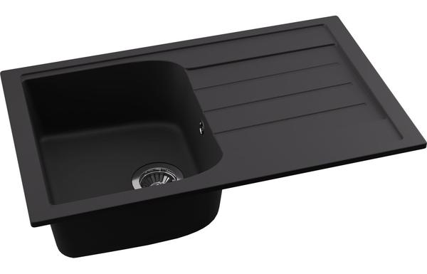 Abode Oriel 1B & Drainer Granite Inset Sink - Black Metallic