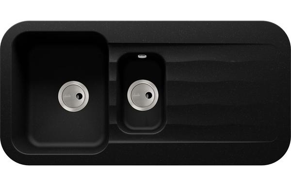 Abode Dune 1.5B & Drainer Granite Inset Sink - Black Metallic