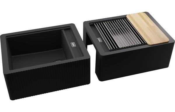 Abode Optima 1.25B Granite Belfast Sink - Black Metallic