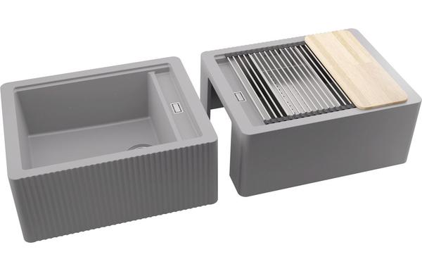 Abode Optima 1.25B Granite Belfast Sink - Grey Metallic