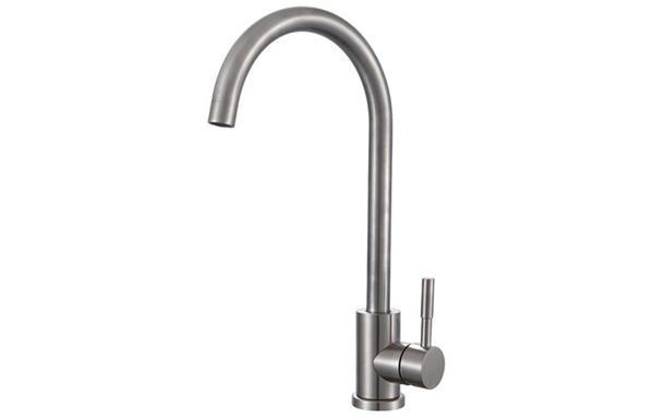 Prima Soho Single Lever Swan Neck Mixer Tap - Brushed Steel