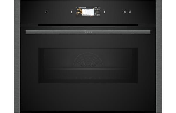 Neff N90 C24MS71G0B B/I Compact Pyrolytic Oven & Microwave - Black w/Graphite Grey Trim