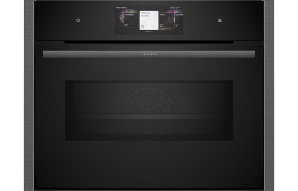 Neff N90 C24MT73G0B B/I Compact Pyrolytic Oven & Microwave - Black w/Graphite Grey Trim