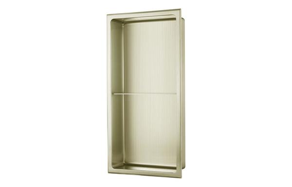 610x305mm Bathroom Niche - Brushed Brass