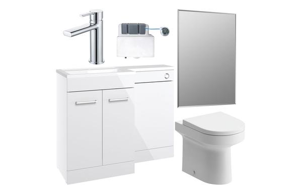 Benito 1000mm Furniture & BTW WC Pack - White Gloss (RH)