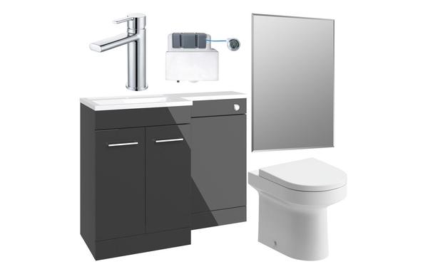 Benito 1000mm Furniture & BTW WC Pack - Anthracite Gloss (RH)