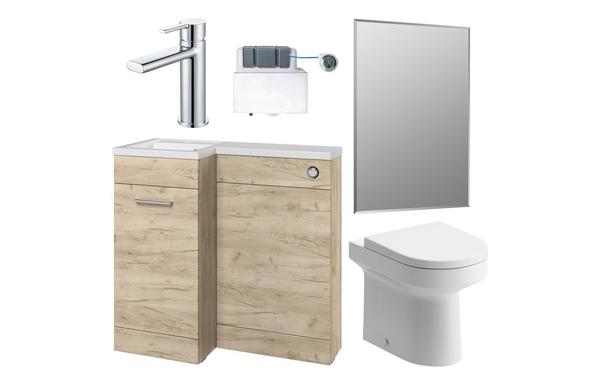 Benito 900mm Furniture & BTW WC Pack - Oak (LH)
