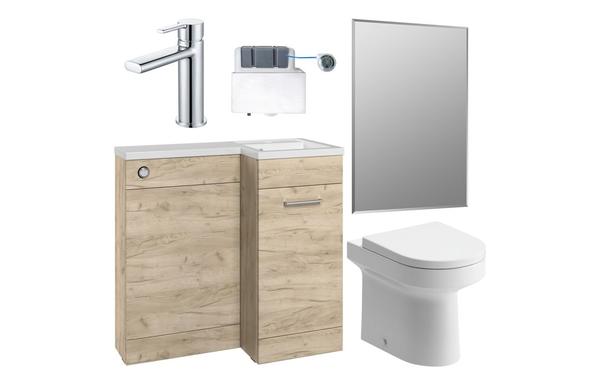 Benito 900mm Furniture & BTW WC Pack - Oak (RH)