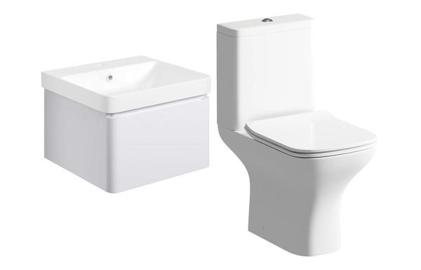 Sky 500mm Basin Unit & Rimless Close Coupled WC Pack - Matt White