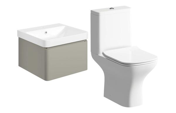Sky 500mm Basin Unit & Rimless Close Coupled WC Pack - Matt Latte