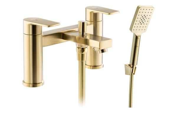Abode Aquip Deck Mounted Bath Shower Mixer - Brushed Brass