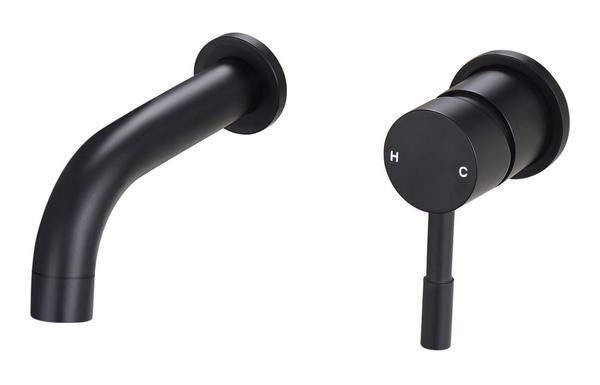 Pontias 155mm Wall Mounted Basin Mixer - Matt Black