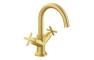 VitrA Origin Classic Basin Mixer (Cross Handles) - Brushed Gold