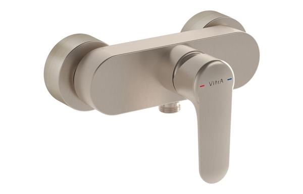 VitrA Root Round Wall Mounted Shower Mixer - Brushed Nickel
