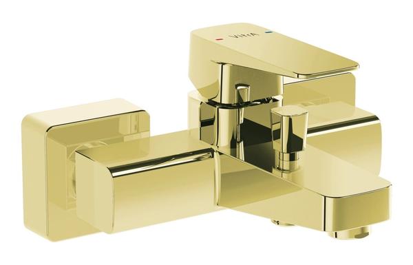 VitrA Root Square Wall Mounted Bath/Shower Mixer - Soft Gold