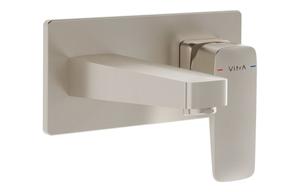VitrA Root Square Wall Mounted Basin Mixer - Brushed Nickel
