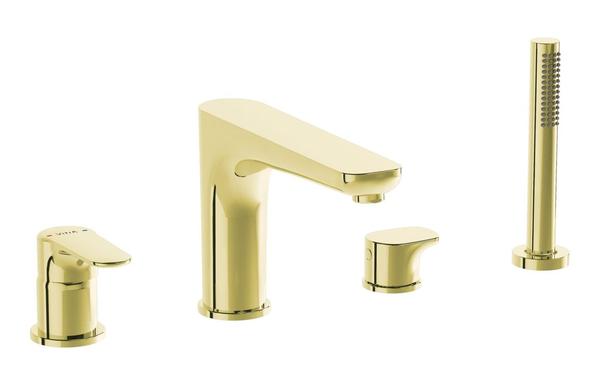 VitrA Root Round 4-Hole Bath/Shower Mixer - Soft Gold