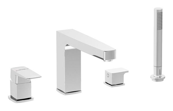 VitrA Root Square 4-Hole Bath/Shower Mixer - Chrome