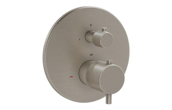VitrA Root Round Integrated Thermostatic Bath/Shower Mixer Valve - Brushed Nickel