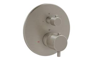 VitrA Root Round Integrated Thermostatic Bath/Shower Mixer Valve - Brushed Nickel