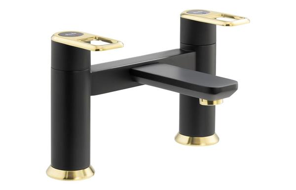 Abode Levarto Deck Mounted Bath Filler - Matt Black & Brass