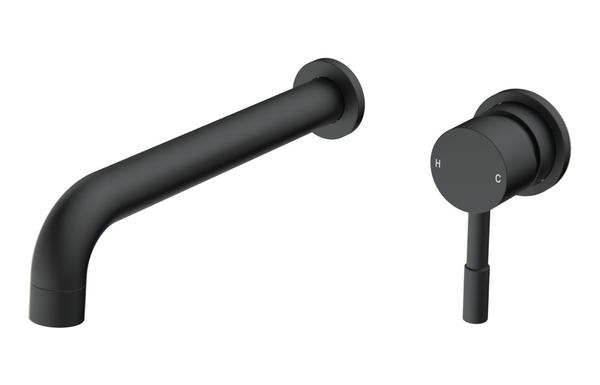 Pontias 220mm Wall Mounted Basin Mixer - Matt Black