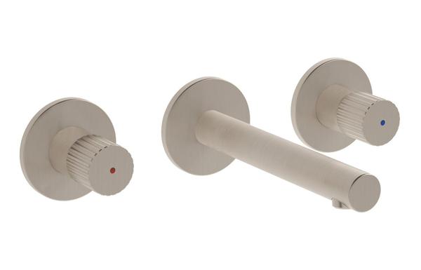 VitrA Origin Wall Mounted 3-Hole Basin Mixer - Brushed Nickel