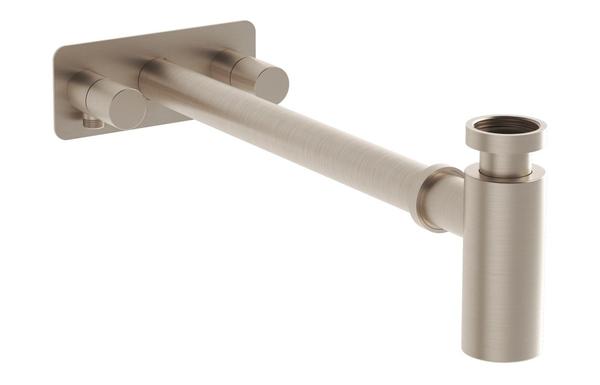 VitrA Bottle Trap for Basins w/Isolation Taps (Symmetric) - Brushed Nickel