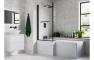 Navarie L Shape 1700x850x560mm 0TH Shower Bath Pack (RH) - Matt Black