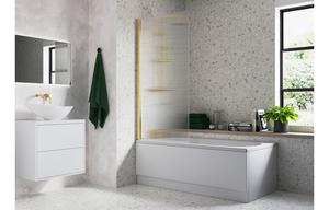 Fluted 800x1500mm Single Straight Bath Screen (5mm) - Brushed Brass