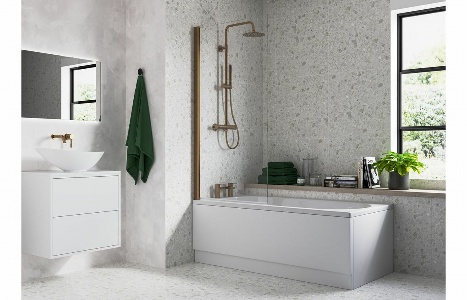 Aqus Single Straight Bath Screen - Brushed Bronze