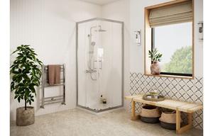 Iconic Easy-Fit 800mm Corner Entry Door & 45mm Tray Pack - Chrome