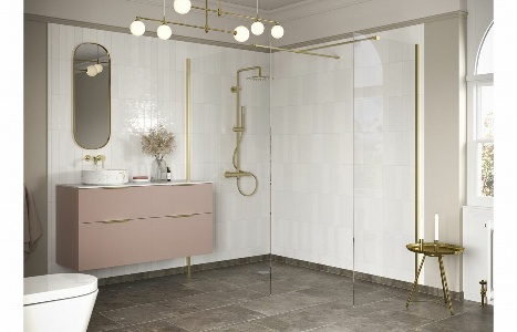 Flecx 760mm Wetroom Side Panel & Arm - Brushed Brass