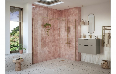 Flecx 800mm Wetroom Side Panel & Arm - Brushed Bronze