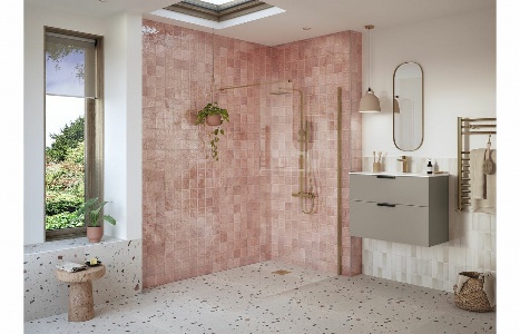 Flecx 500mm Wetroom Panel & Support Bar - Brushed Bronze
