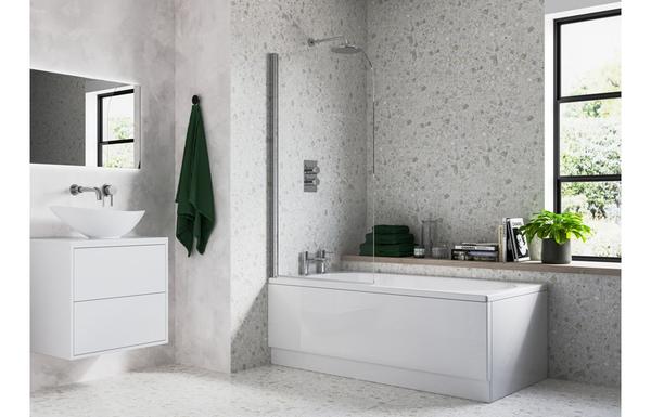 800x1400mm Radius Bath Screen (6mm) - Chrome