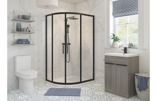 Iconic 1200x800mm 2 Door Offset Quadrant - Matt Black