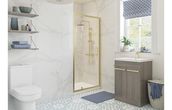 Iconic 700mm Pivot Door - Brushed Brass