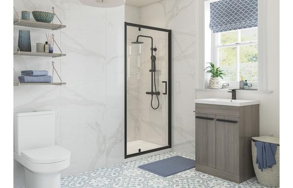 Iconic 700mm Pivot Door - Matt Black