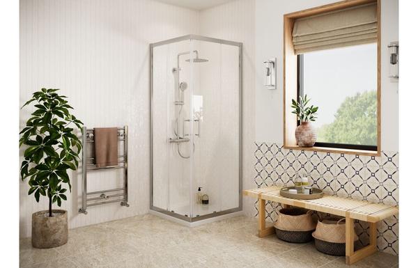 Iconic Easy-Fit 800mm Corner Entry Door - Chrome