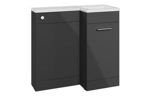 Benito 900mm F/S L-Shape Pack & Basin (RH) - Anthracite Gloss