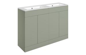 Morino 1210mm Floor Standing 4 Door Basin Unit & 0TH Basin - Matt Olive Green