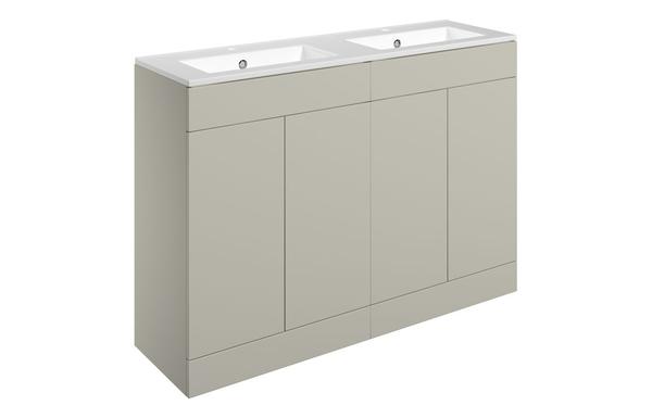 Morino 1210mm Floor Standing 4 Door Basin Unit & 2TH Basin - Matt Latte